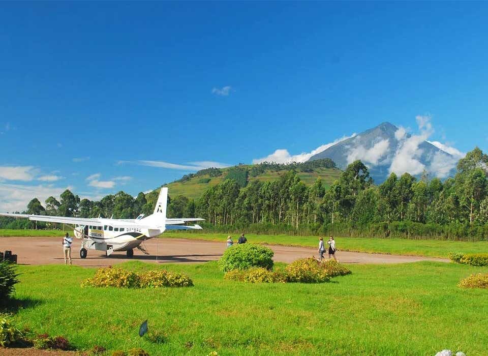 Which airports can I fly to, to see mountain gorillas in Uganda and Rwanda?